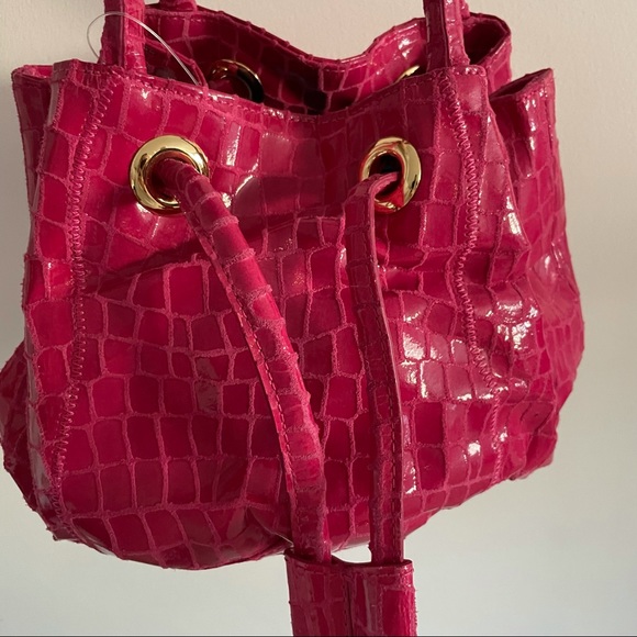 Carlos falchi pink leather drawstring bucket bag - Picture 7 of 14